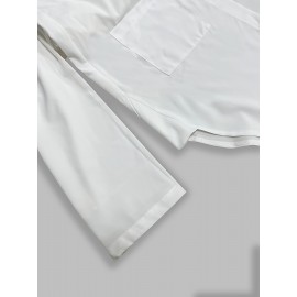 Solid Pocket Polo Collar Button Shirt, Casual Long Sleeve Shirt For Spring & Fall, Women's Clothing