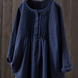 Solid Crew Neck Long Sleeve T-Shirt, Casual Every Day Top For Fall & Spring, Women's Clothing